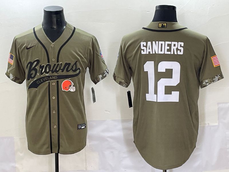 Men 2025 Cleveland Browns #12 Sanders Green Joint Name Nike Limited NFL Jersey style 1